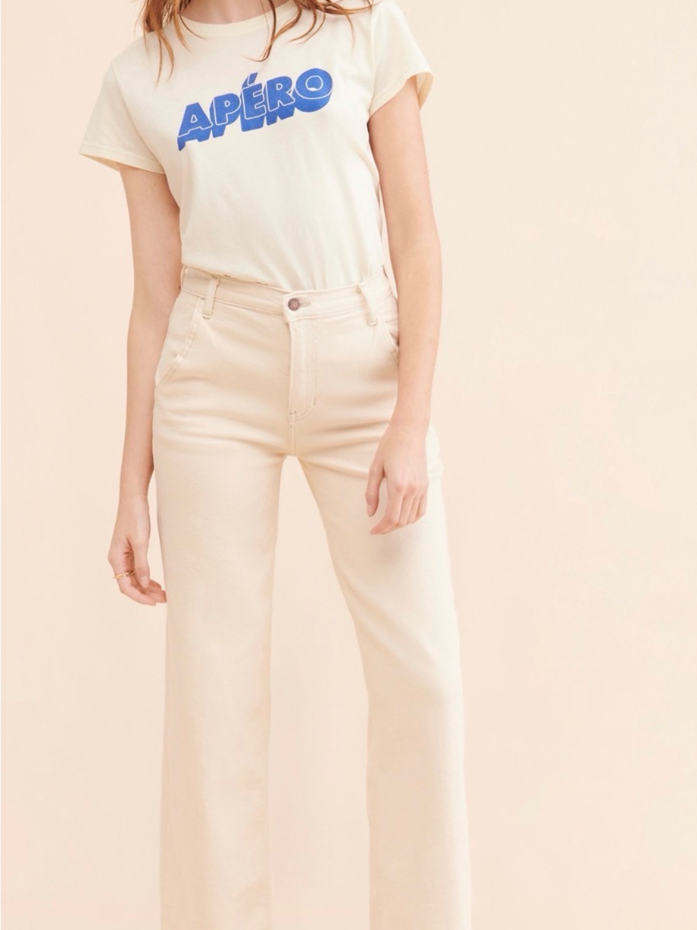 Just Black High-Rise Wide-Leg Jeans - Cream